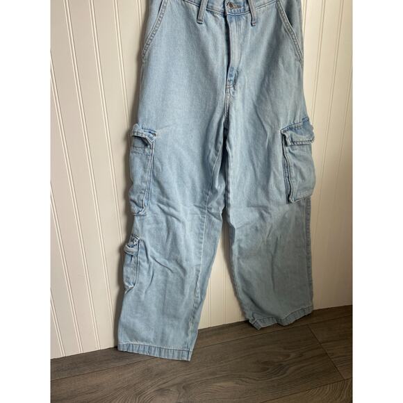 Universal Threads High Rise Wide Leg Denim Cargo Pants Women's Sz 4R, y2k 90s - Picture 2 of 5